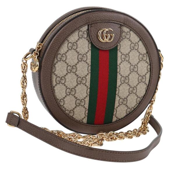 GUCCI GG Supreme Ophidia Chain Web Sherry Line Bag Pvc Beige - Picture 1 of 16